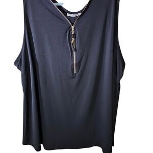 Black Sleeveless Zip-Front Top